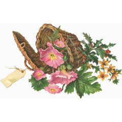 素描素材手绘花饰矢量图 花篮 