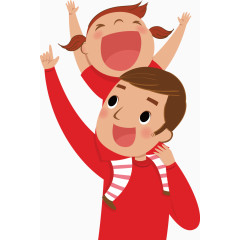 开心的父女卡通插画