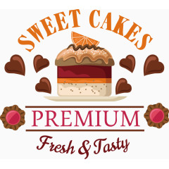 心型巧克力水果蛋挞矢量图