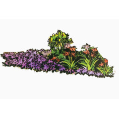 紫色小花手绘风景