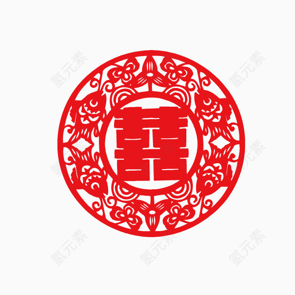 喜字 双喜 剪纸 喜鹊