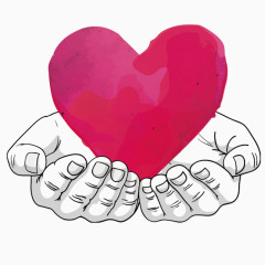 手绘爱心苍老父母双手