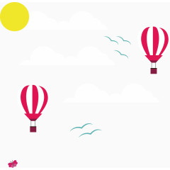 漂浮热气球云朵