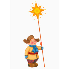 举着星星棒带着雷锋帽的男孩