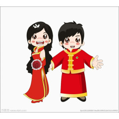 中国风浪漫卡通婚庆小情侣