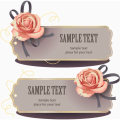 玫瑰花装饰吊牌矢量