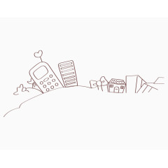 卡通素描线条城市