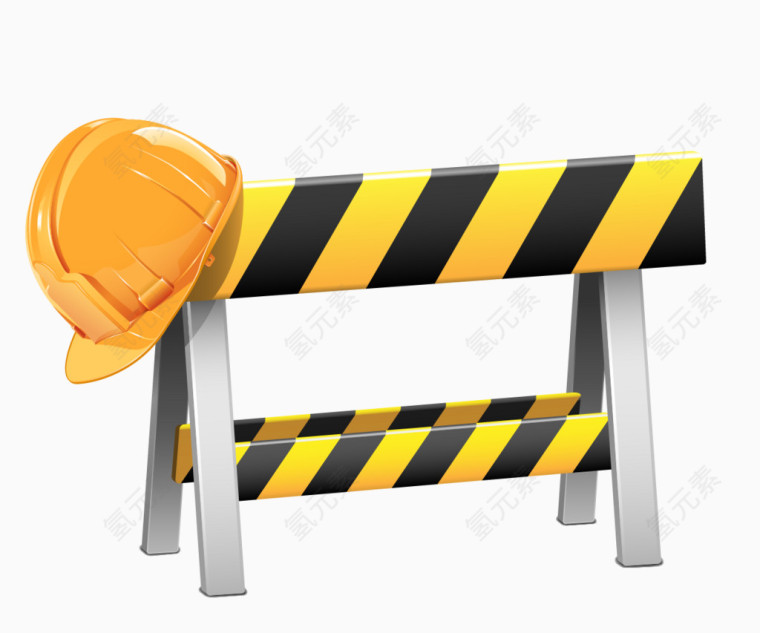 卡通逼真手绘黄色施工路牌