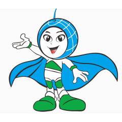 卡通手绘蓝色超人 