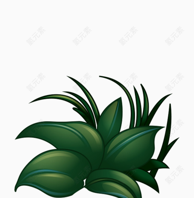 墨绿色草丛手绘插画