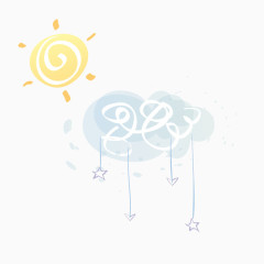 卡通手绘太阳乌云装饰物