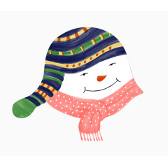 戴着深蓝色条纹帽子的雪人