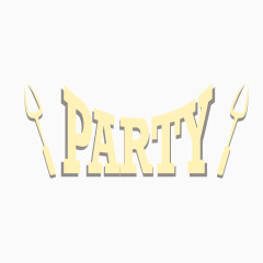 淡黄色party英文字体图形