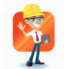 卡通手绘戴眼镜商务男人工程师