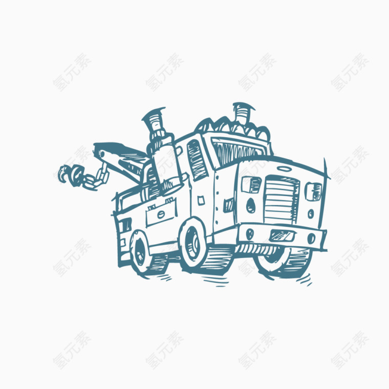 卡通手绘素描线稿飞机