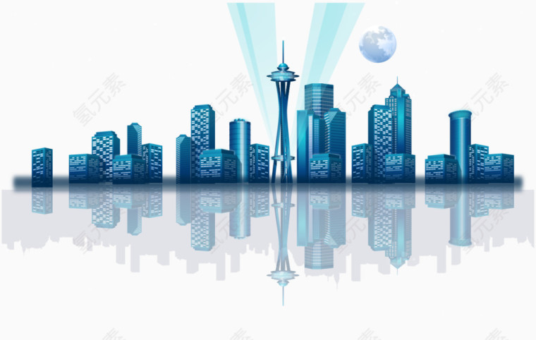 矢量手绘上海建筑