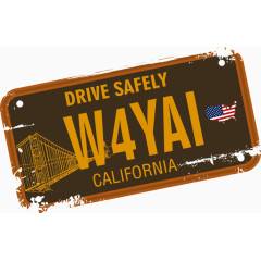 卡通复古做旧牌子咖啡色