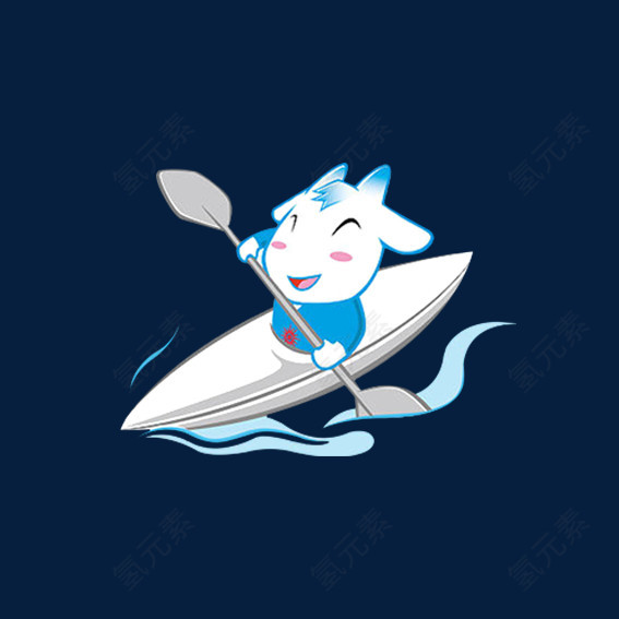 手绘划船的小羊