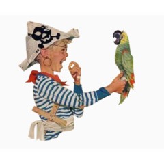 带帽子的红领巾和鹦鹉