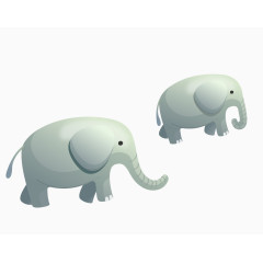 卡通手绘灰色行走大象