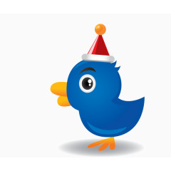 戴圣诞帽的卡通小鸟矢量图