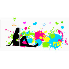 潮流墨点都市人物剪影