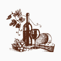 卡通手绘葡萄酒酒杯