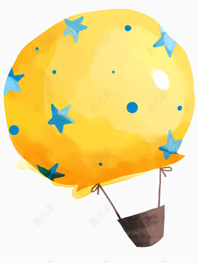 手绘黄色圆球蓝色五角星装饰