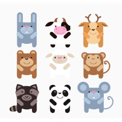 可爱方形动物设计素材