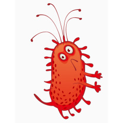 长触角的卡通细菌怪物