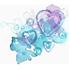 爱心气泡水粉墨迹幻彩装饰 