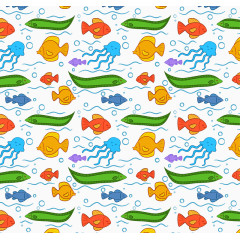 彩色海洋生物无缝背景