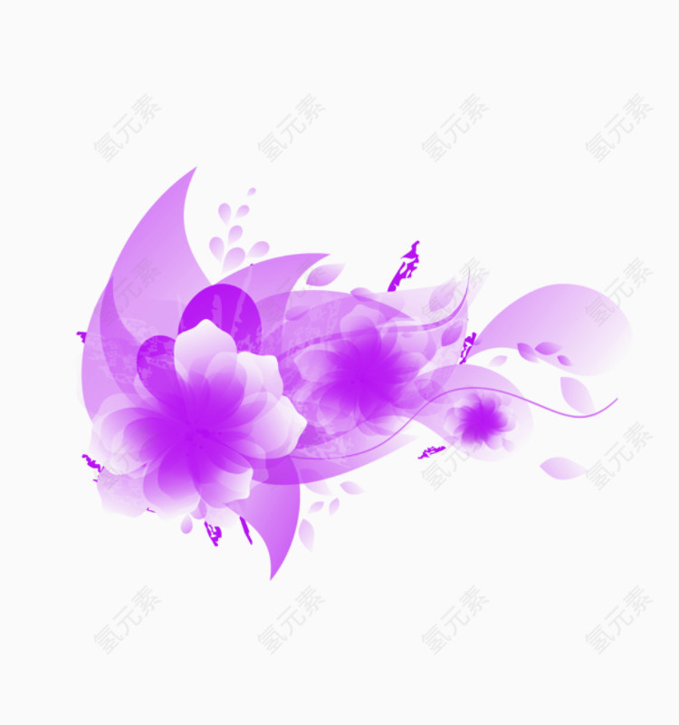 梦幻紫情装饰花花元素免抠png素材