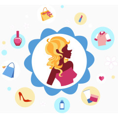 卡通扁平时尚女人购物节