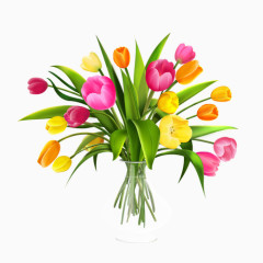 手绘鲜花多彩花束