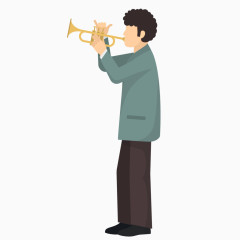 卡通人物吹喇叭