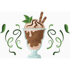 绿茶冰淇淋杯蛋糕矢量图