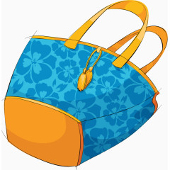 卡通手绘蓝色手提包 
