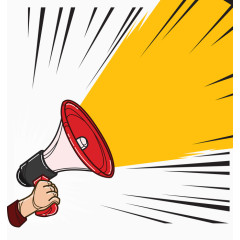 手举喇叭大声喊卡通手绘