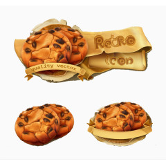 3款卡通巧克力曲奇设计矢量素材