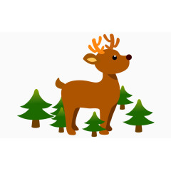 卡通手绘褐色站立森林小鹿