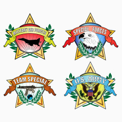 矢量彩色五角星军事