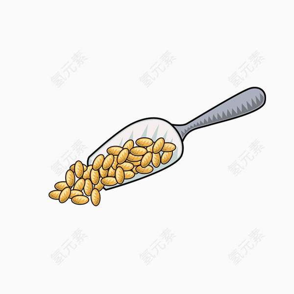 手绘铲子与咖啡豆