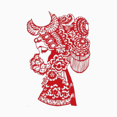 中国风剪纸美女侧脸