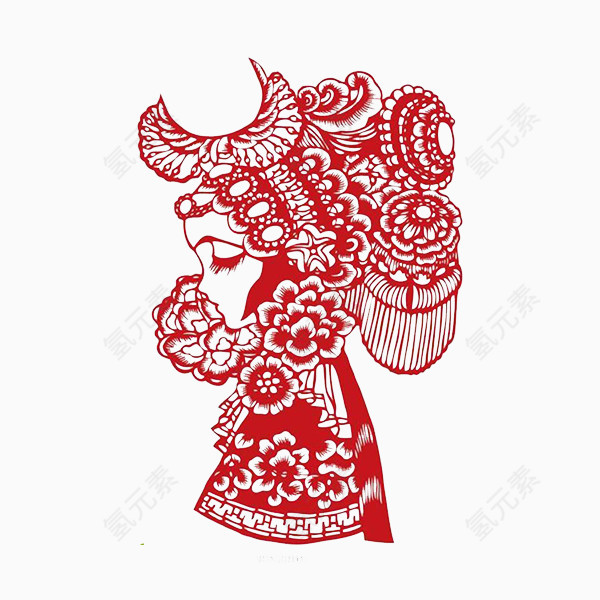 中国风剪纸美女侧脸