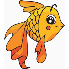 彩色卡通简笔画金鱼