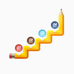 弯曲阶梯铅笔商务信息图矢量素材