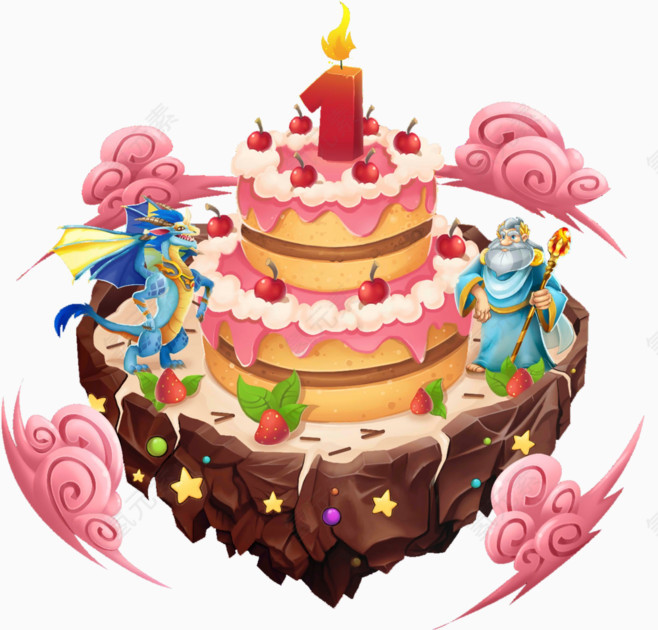 手绘卡通生日蛋糕