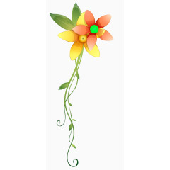 扁平化黄色花朵花团素材藤蔓素材