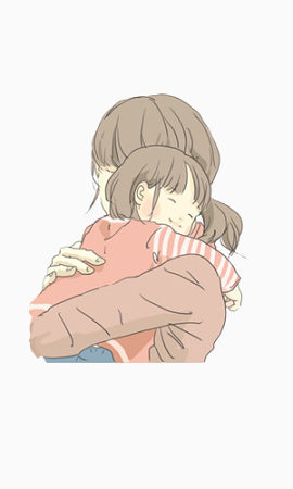 手绘母女相抱